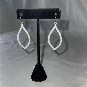 Elegant Gray Hollow Leaf Dangle Fishhook Earrings